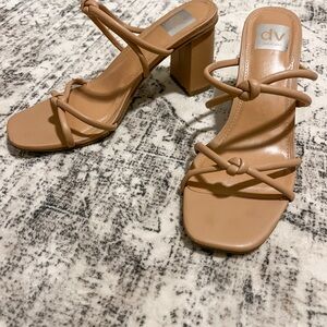 Dolce Vita Tan Heels with Chunky Block Heel and Strappy Design